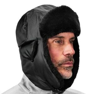 Black Faux Fur Trapper Hat